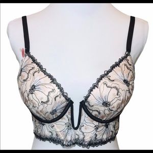 ✧ NWT Boutique Romantic V-Wire Floral Bustier ✧